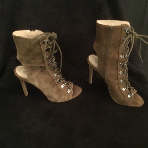 Steve Madden suede Peep toe olive green bootie 8.5 - Picture 13 of 13